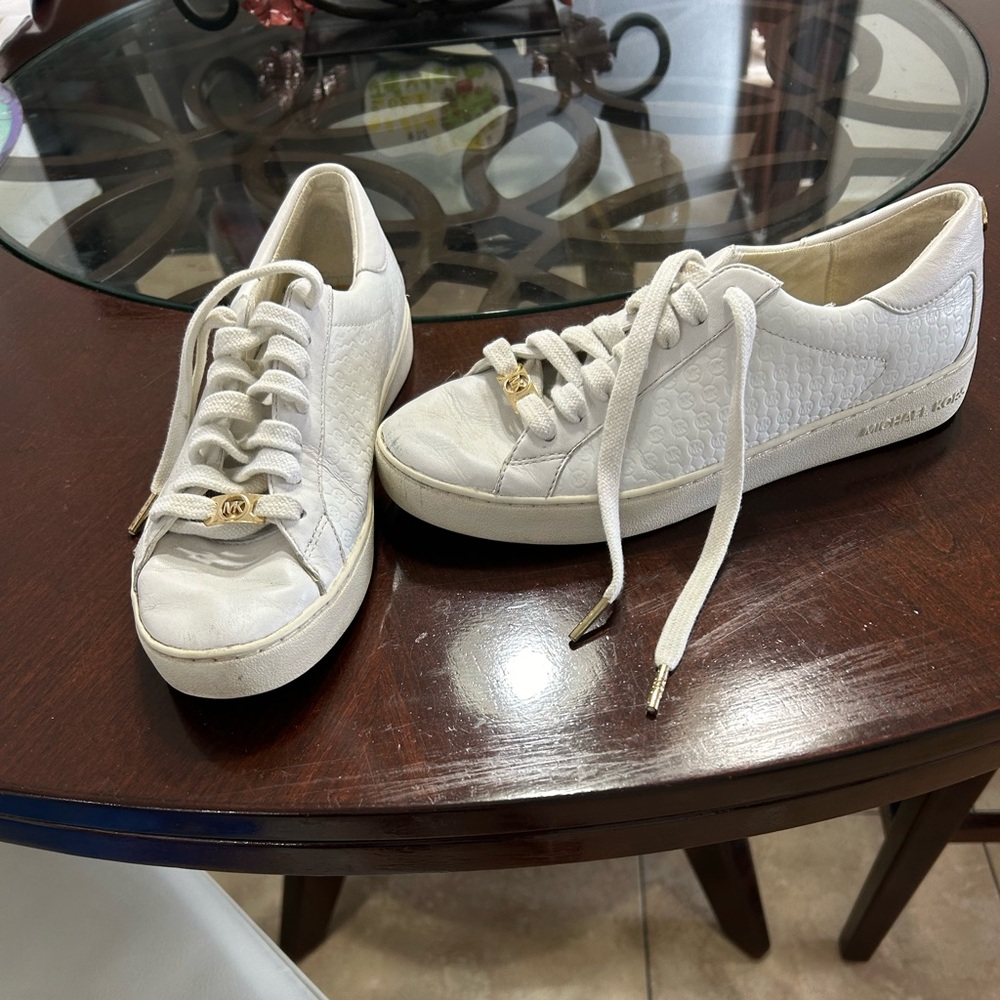 Michael Kors  white leather sneakers, size 8 M